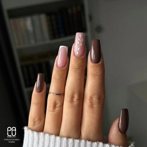 Fall Nails Inspiration, Fall Thanksgiving Nails, Thanksgiving Nail, Simple Fall Nails, November Nails, October Nails, Simple Gel Nails, Girly Acrylic Nails, Work Nails