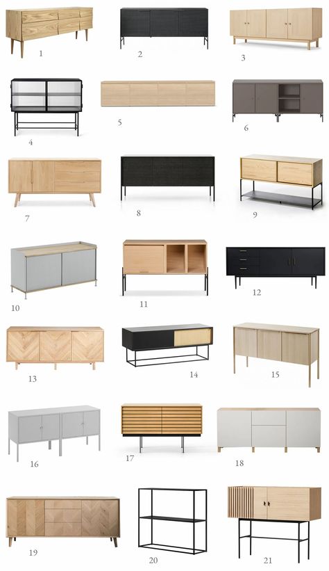 Furniture Names, Minimalist Sideboard, Sideboard Styles, Minimalist Furniture Design, Minimalist Furniture, Style Deco, Sideboard Furniture, Minimalist Living, Wooden Furniture