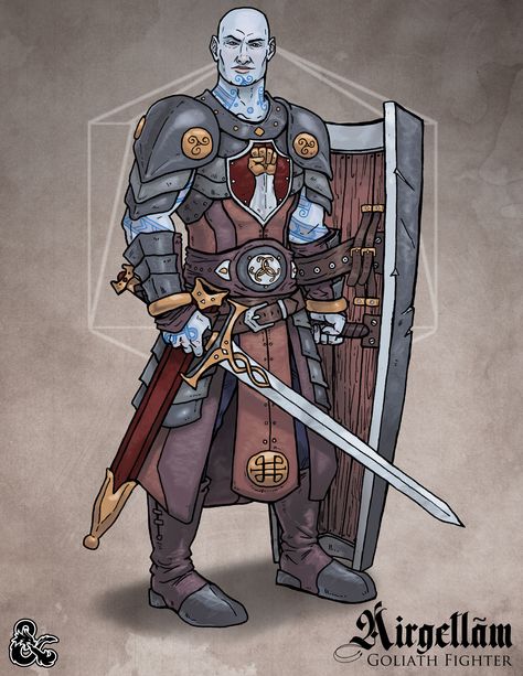 ArtStation - Goliath Fighter - Character Art for D&D Goliath Paladin, Goliath Fighter, Eric Young, Hellboy Art, D D Races, D D Character Ideas, Pathfinder Character, Dnd Races, Fantasy Races