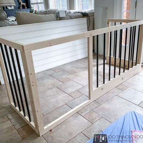 DIY dog crate for large breed dogs - 100 Things 2 Do Diy Dog Crate With Rebar, Giant Dog Crate Ideas, Large Dog Areas In House, Dog Kennel Alternatives, Fancy Dog Kennels, Dog Crate Credenza, Custom Dog Crates Built Ins, Diy Garage Dog Kennel Ideas, Great Dane Kennel Ideas