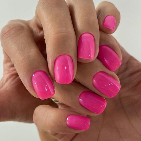 Nails Extra Short, Pink Black Nails, Short Squoval, Barbie Pink Nails, Dip Nail Colors, Popular Nail Colors, Pink Nail Colors, Nails Extra, August Nails