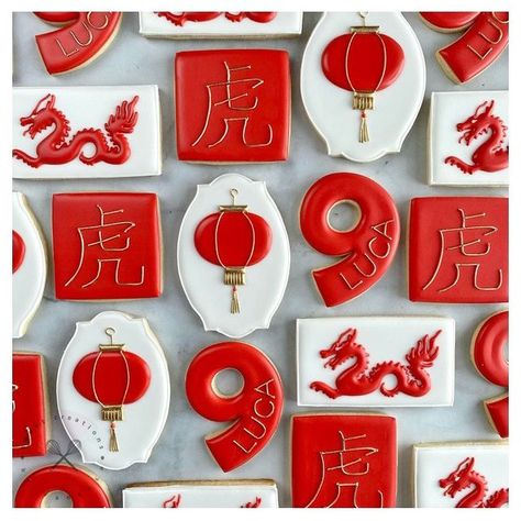 Japanese Cookies Decorated, Lunar New Year Cookies Decorated, Chinese New Year Cookies Decorated, Lunar New Year Cookies, Asian Cookies, Chinese Cookies, New Year Cookies, Cny Cookies, Chinese New Year Cookies