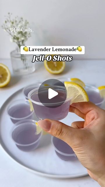 Cocktails (21+ to follow) on Instagram: "Swap out your boring Jell-O shot recipe for these delightful Lavender Lemonade Jell-O Shots!🍋💜 DM us ‘lemonade’ and we will send you the recipe!✨ #lavenderlemonadejelloshots #lavender #lemonade #jelloshots #lavenderlemonade #jelloshotrecipes #jelloshotideas #summer #boozy #gin #lavendersyrup #summerrecipes" Lavender Lemonade Jello Shots, Purple And Yellow Jello Shots, Wedding Jello Shots, Lemon Jello Shots, Lavender Lemonade Cocktail, Lemonade Jello Shots, Jell O Shots, 2024 Party, Lemon Jello