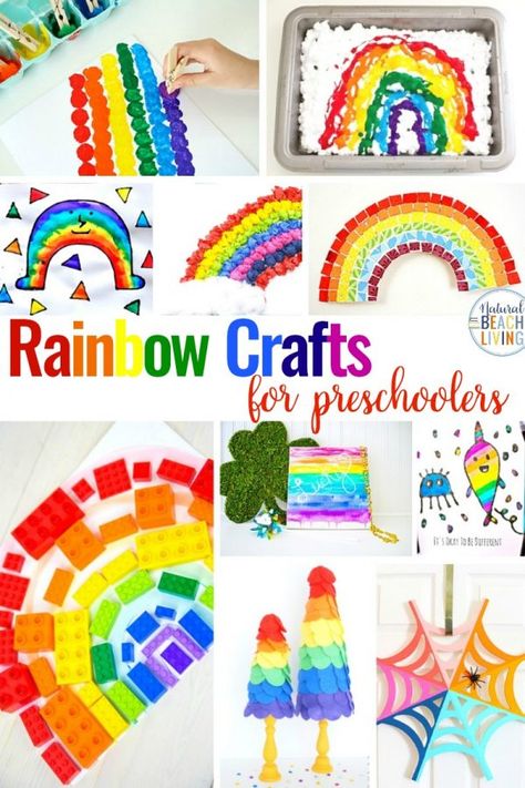 45+ Rainbow Crafts for Preschool, Here you will find the best Rainbow Crafts for kids. These crafts are perfect for a rainbow theme, rainbow activities or if you are looking for spring craft ideas. Rainbow arts and crafts are the best! Rainbow crafts for preschoolers Rainbow Week Preschool, Rainbow Crafts Preschool, Rainbow Preschool, Preschool Rainbow, Preschool Inspirations, Rainbow Lessons, Preschool Spring, Rainbow Activities, Seuss Party