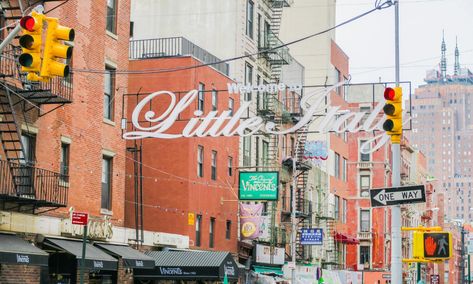 Little Italy Sign in NYC Nolita Nyc, Little Italy Nyc, Little Italy New York, Nyc Landmarks, Lower Manhattan, Nyc Trip, Little Italy, Best Places To Travel, Pretty Places