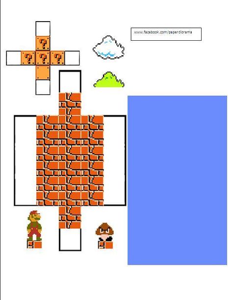 Mario Papercraft, Mario Crafts, Mario Room, Cube Template, Super Mario Coloring Pages, Geek Diy, Video Game Decor, Mario Coloring Pages, Mario Birthday Party