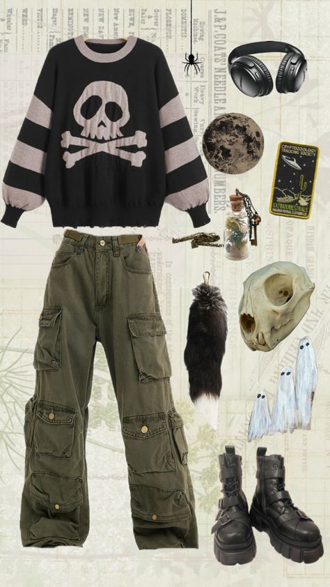 Grunge green outfit Green Grunge Outfit, Skater Aesthetic Outfits, Goblincore Aesthetic Outfits, Outfit Shuffles, Silly Clothes, Estilo Grunge, Funky Outfits, Vibe Clothes, Green Outfit