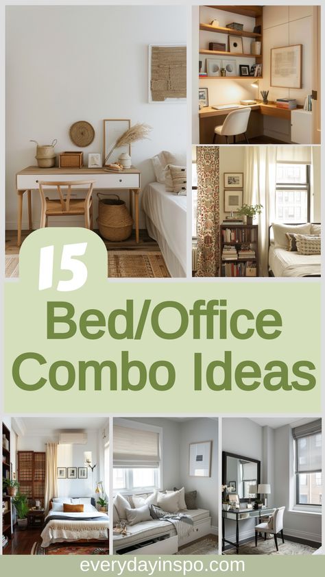 Ideas and tips to create the perfect small bedroom office. Home Office Ideas For Bedroom, Small Office Nook In Bedroom, Tiny Office In Bedroom, Small Office And Spare Bedroom Ideas, Office Space In Bedroom Layout, Converting Den To Bedroom, Small Desk In Bedroom Ideas, Ideas For Small Office/guest Room, Office To Bedroom Conversion