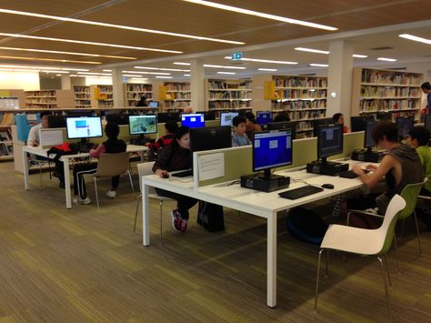 Burwood Library & Community Hub - Opened March 2014 - Computer Internet Area Library Computer, Life Script, Public Library Design, Book Shops, Fantasy Dream, High School Library, Community Hub, Community Library, Fake Life