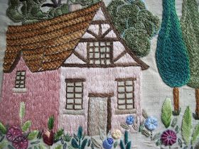 Cottage Embroidery, Embroidered House, Art Fil, Pola Sulam, Embroidery Patterns Vintage, Brazilian Embroidery, 자수 디자인, Silk Ribbon Embroidery, Hand Embroidery Art