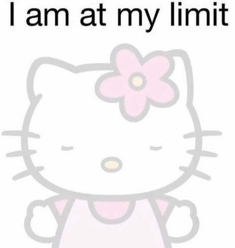 Mood Pics Hello Kitty, Hello Kitty Pick Up Lines, Hello Kitty Relatable, I Am At My Limit, Hello Kitty Quotes, Funny Hello Kitty, At My Limit, Hello Kitty High, Kitty Quotes