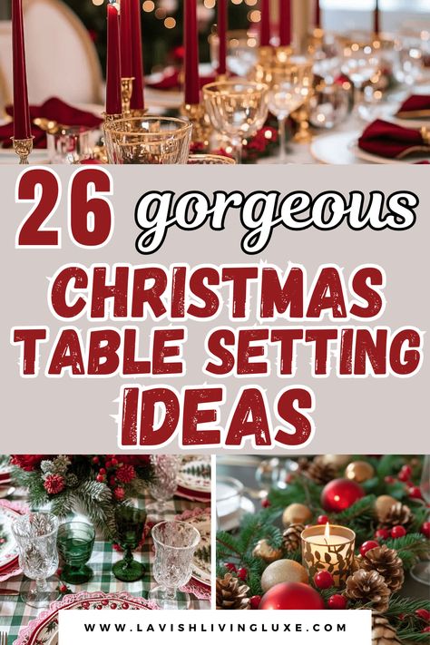 These Christmas table setting ideas are gorgeous and make such great Christmas tablescapes! You definitely need to see these Christmas table setting ideas if you are looking for the best ways to create gorgeous Christmas table setting! Pink Christmas Table Setting, Pink Christmas Table, Christmas Scandinavian Style, Christmas Table Setting Ideas, Pink Table Settings, Rustic Table Setting, Simple Table Settings, Table Setting Ideas, Christmas Table Setting