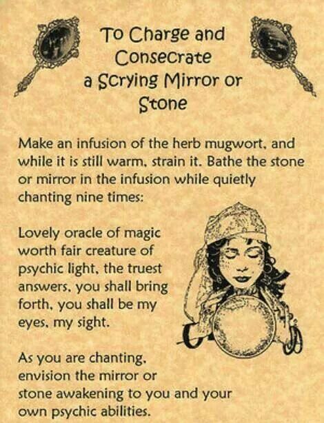 To charge and consecrate a scrying mirror or stone Wiccan Books, Scrying Mirror, Magia Das Ervas, Magick Spells, Eclectic Witch, Wiccan Spell Book, Witchcraft Spell Books, Witch Spell Book, Book Of Shadow