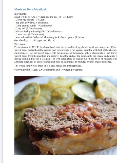 Optavia Meatloaf, Mexican Meatloaf, Mini Meatloaf Recipes, Bbq Meatloaf, Meatloaf Ingredients, Green Chili Peppers, Diced Green Chilies, Lean And Green Meals, Thm Recipes