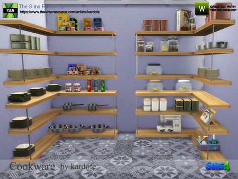 Sims 4 Pantry Shelves, Sims 4 Pantry Shelf, Sims 4 Pantry, Colorful Playroom, Studio Desk, Youth Bedroom, Pantry Shelf, Corner Shelves, The Sims Resource