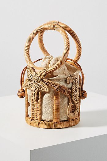 Ethno Style, Boho Handbags, Diy Event, Wicker Bags, Mini Bucket Bags, Mini Bucket, Rattan Bag, Diy Purse, Macrame Bag