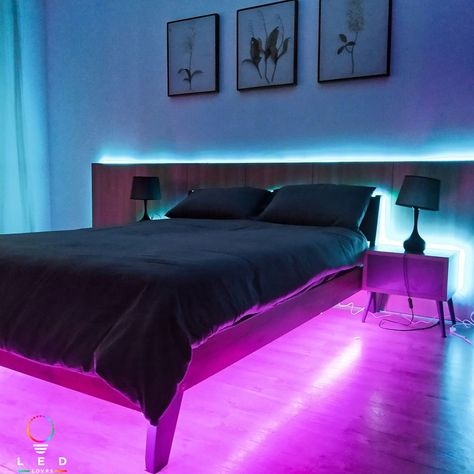 Black Light Room Bedrooms, Aesthetic Led Lights, Black Light Room, Bedroom Transformation, Dark Bedroom, College Room, Bedroom Setup, Mens Bedroom, Black Room