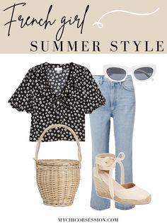 French Girl Summer Style, French Girl Summer, Coastal Granny, White Top Jeans, French Outfits, Glasses For Face Shape, My Chic Obsession, Parisian Summer, Exfoliate Skin