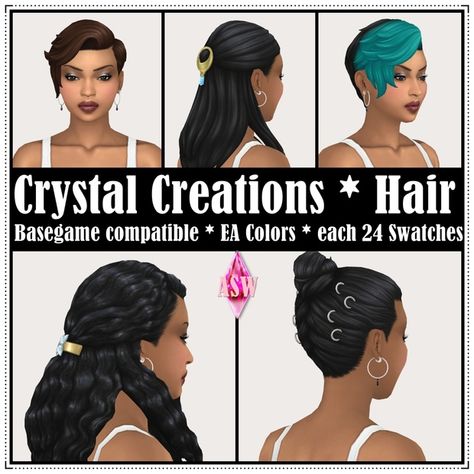 Crystal Creations * Hair * Basegame compatible | Annett's Sims 4 Welt * ASW Vampire Dress, Hayden Williams, Arm Tattoos For Guys, Fashion Painting, Crystal Hair, The Sims 4, The Sims, Sims 4, Tattoos For Guys