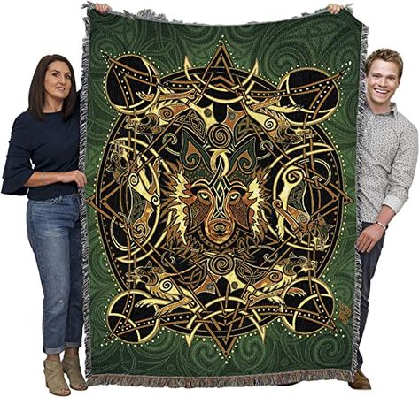 Amazon.com: Pure Country Weavers Wolf Moon Blanket by Jen Delyt - Celtic Gift Tapestry Throw Woven from Cotton - Made in The USA (72x54) : Home & Kitchen Moon Blanket, Wolf Moon, Tapestry Throw, Perfect Gift For Mom, Queen Size Bedding, Perfect Gift For Her, American Made, Conversation Piece, Fleece Blanket