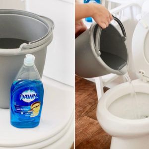 How to Unclog a Toilet (Step by Step) - One Good Thing by Jillee How To Unclog Toilet, Toilet Step, Clogged Toilet, Toilet Tank, Toilet Bowl, Oil Stains, Diy Cleaning Products, Paint Cans, Home Repair