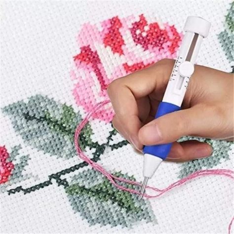 Embroidery pen to make your work beautiful & save your time Limited stock so fast Magic Embroidery, Embroidery Pen, Punch Needle Pillow, Cross Stitch Floss, Punch Needle Kits, Embroidery Tools, Needle Embroidery, Costura Diy, Diy Embroidery Patterns