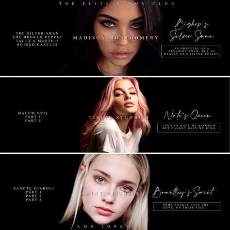 Sabrina on Instagram: “The Elite Kings Club Queens. @thatcrazykiwiauthor First post of the year dedicated to Amo because Sancte Diaboli is coming soon and I’m…” The Elite Kings Club, Elite Kings Club, Amo Jones, Madison Montgomery, Book Edits, King Club, Silver Swan, Teen Romance Books, Dark Romance Books