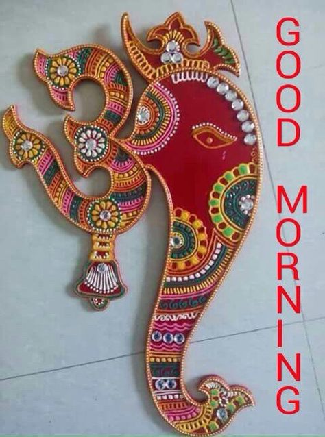 Gud mrng Acrylic Rangoli, Thali Decoration Ideas, Janmashtami Decoration, Good Morning My Friend, Indian Arts And Crafts, Diy Diwali Decorations, Ganesh Ji, Diwali Craft, Pichwai Paintings