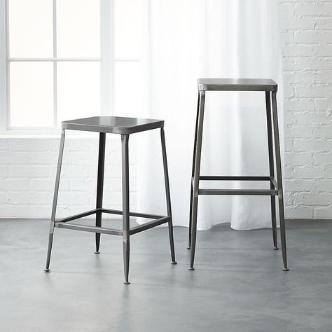 Modern Bar Stools and Counter Stools | CB2 Bar Stools Counter Height, Acrylic Bar Stools, Cafe Bar Stools, Steel Bar Stools, Steel Counter, High Dining Table, Flint And Steel, Composite Adirondack Chairs, Steel Stool