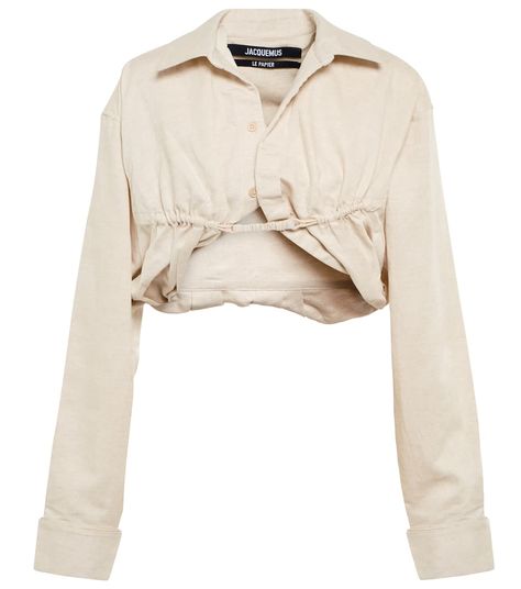 Jacquemus Linen, Jacquemus Shirt, Shearling Jacket, Linen Top, Swimwear Tops, Linen Shirt, Long Tops, Cotton Linen, Linen Blend