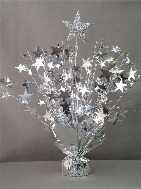 Starry Night Prom, Night To Shine, Star Centerpieces, Silver Spray, Prom Theme, Balloon Weights, Silver Party, Wedding Aisle Decorations, Silver Table