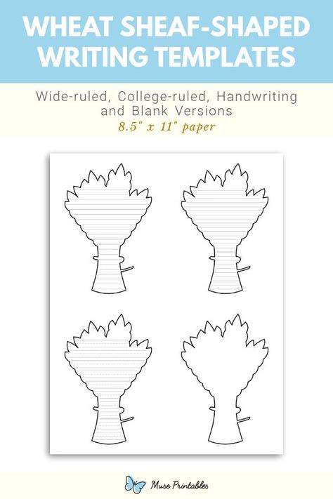 Free printable wheat sheaf shaped writing templates. This PDF download includes wide ruled, narrow ruled, handwriting, and blank versions. Download the templates at https://museprintables.com/download/writing-template/wheat-sheaf-shaped/ Writing Paper Template, Handwriting Lines, Wheat Sheaf, Lined Writing Paper, Writing Templates, Paper Template, Writing Paper, Handwriting, Pdf Download