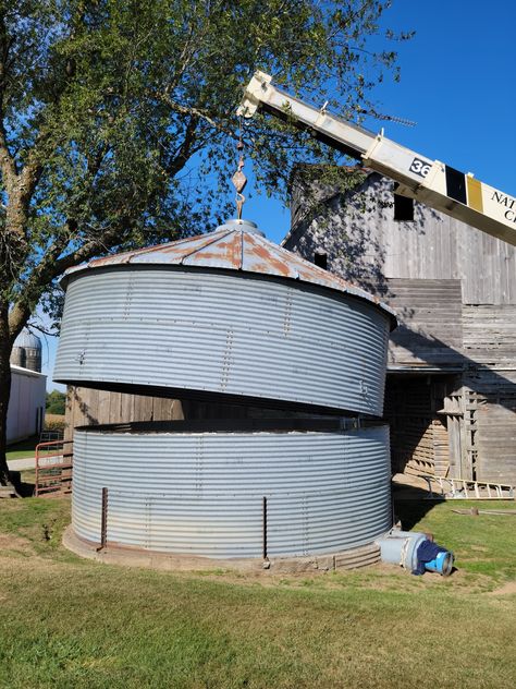 Backyard Addition- Grain Bin Gazebo!! – of windowsills and breezy hills Grain Bin Gazebo Ideas, Grain Bin Gazebo Backyard Ideas, Silo Gazebo, Blended Roots, Grain Bin Gazebo, Bin Gazebo, Gazebo Bar, Grain Bins, Lumber Yard