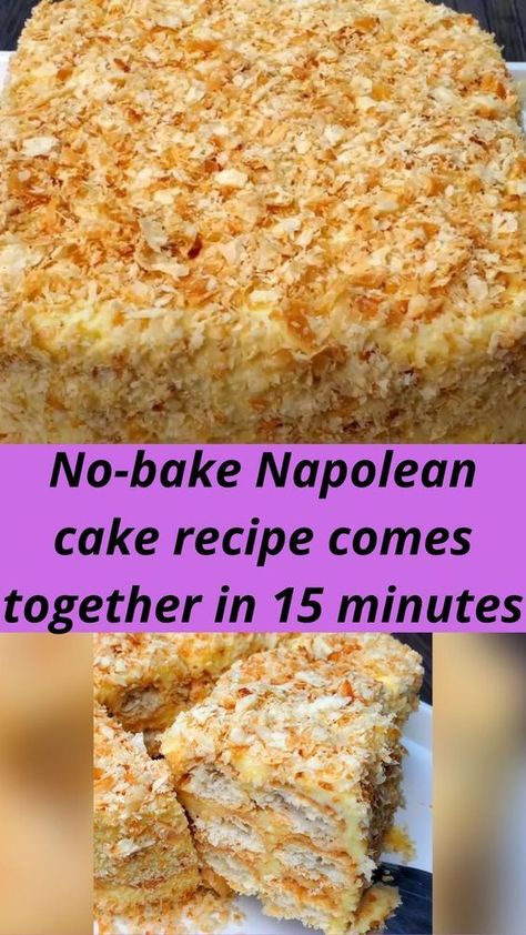 Easy Napoleon Dessert, Nanalan Cakes, Nepolian Cake, No Bake Cake Recipe, Napoleon Cake Recipe, Neopolitan Cake, Napoleon Dessert, Napoleons Recipe, Neapolitan Cake