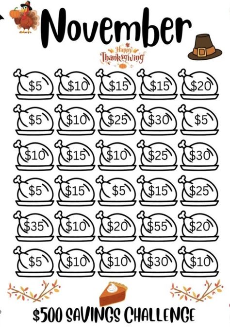 November Savings Challenge, Saving Money Quotes, Saving Money Chart, Money Chart, Budget Challenge, Budget Goals, Money Saving Methods, Financial Motivation, Saving Challenges