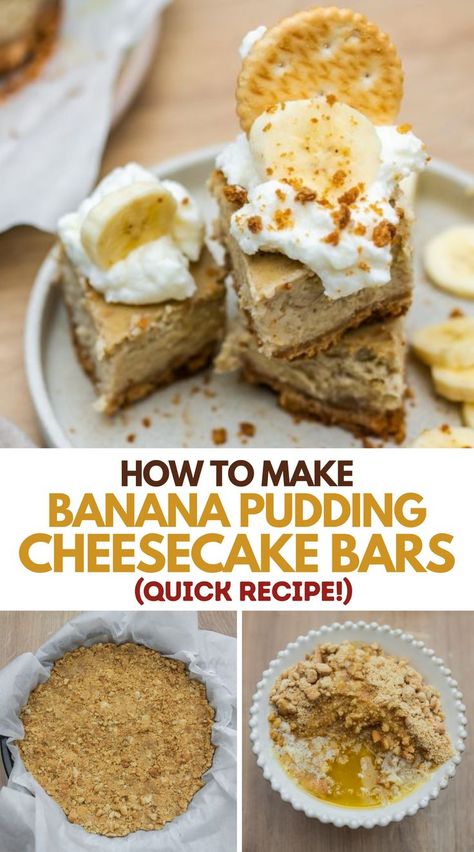 Banana Pudding Cheesecake Bars Recipe Banana Pudding Cheesecake Bars, Classic Banana Pudding, Rich Cheesecake, Banana Cream Pudding, Pudding Cheesecake, Banana Pudding Cheesecake, Banana Cheesecake, Marshmallow Fluff, Banana Flavored