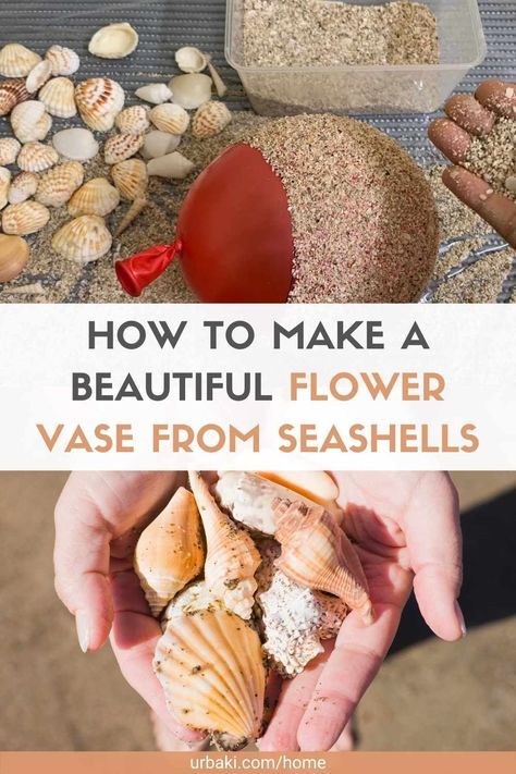 Collecting shells on the beach is one of the most beloved vacation activities, but what are you supposed to do with all those shells when you get home? Turn those cute beach favors into seaside decor by putting seashells in a vase! Make this DIY seashell vase with your kids. Vases make perfect decorations and centerpieces, and this one has all the summery flair. Nothing is hotter than seashells, and this DIY from AIRINS CRAFT uses a lot of shells. You can make one in no time and the materials... What To Do With Shells, Seashell Vase, Seashell Centerpieces, Beautiful Flower Vase, Beach Favors, Shell Centerpieces, Collecting Shells, Shell Projects, Shell Vase