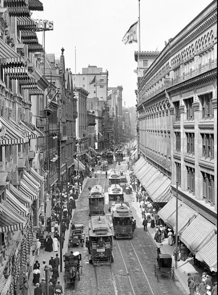 STREETSCAPE:  Boston, Massachusetts, circa 1906. Washington Street. Boston Architecture, Boston Pictures, Old Boston, Boston History, Worcester Massachusetts, Boston City, Boston Skyline, Downtown Boston, Vintage Boston