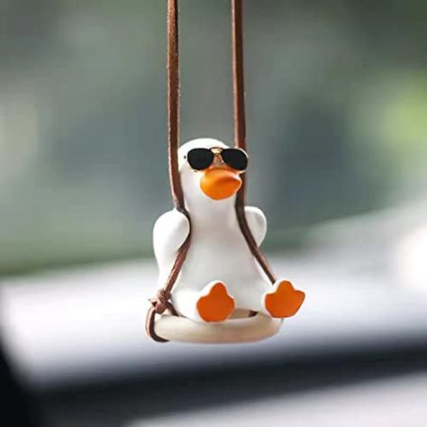 Plaster Ornaments, Duck Ornaments, Couples Accessories, Cool Car Accessories, Rear View Mirror Decor, ดินปั้น Polymer Clay, Car Fragrance, Little Duck, Mirror Ornaments