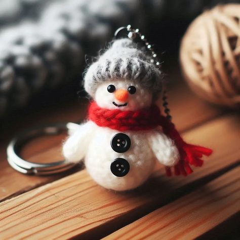 Crochet Snowman Keychain Pattern Crochet Snowman Keychain, Small Crochet Snowman, Crochet Keychain Christmas, Crochet Snowman Ornament, Christmas Keychain Crochet, Crochet Christmas Keychain, Mini Snowman Crochet, Snowman Keychain, Easy Amigurumi Pattern