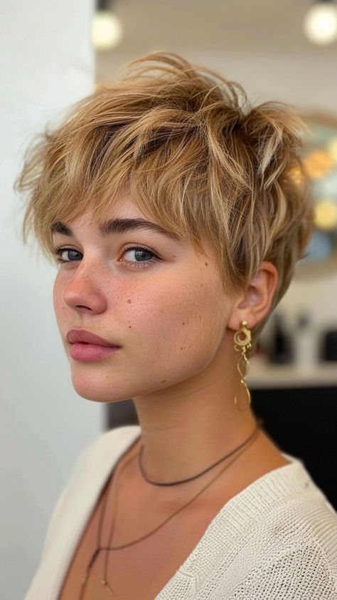 30 Short Hairstyles to Define Round Faces Pixie 360, Pixie Haircut Ideas, Shaved Side Hairstyles, Choppy Bangs, Haircuts Ideas, Hair Mask For Damaged Hair, Textured Layers, She Wolf, Round Face Haircuts