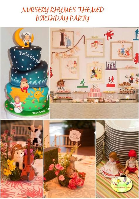 30 Creative, Unique First Birthday party Ideas for girls - ShishuWorld Nursery Rhyme Party, Parties Themes, Party Ideas For Girls, Unique Birthday Party Ideas, First Birthday Party Ideas, Nursery Rhyme Theme, Carnival Birthday Party Theme, Bday Party Kids, Farm Themed Party