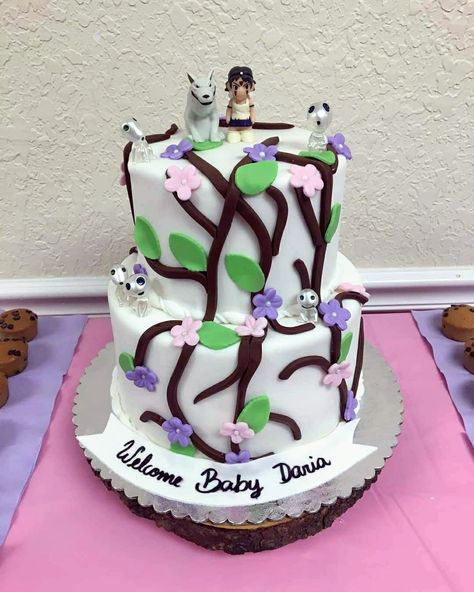 This vegan cake was made by a local baker in Fort Lauderdale for our Princess Mononoke themed baby shower. #princessmononoke #studioghibli #vegancakes #princessmononokecake #studioghiblicake #babyshower #princessmononokebabyshower #princessmononoketheme Princess Mononoke Cake, Princess Mononoke San, Princess Mononoke Tattoo Forest Spirit, Princess Mononoke Forest Spirit, Princess Mononoke Tattoo Sleeve, Princess Mononoke, Gifts For Cooks, Vegan Cake, Studio Ghibli