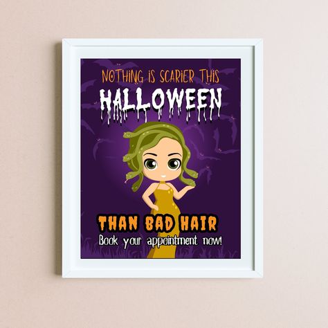 Hair Salon Poster Halloween Salon Decor Hairstylist Print Hairdresser Wall Art Funny Hair Salon Print Halloween Promotions Hair Professional Hair Salon Poster, Halloween Promotions, Funny Hair, Poster Halloween, Wall Art Funny, Salon Business, Halloween Poster, Art Funny, Salon Decor