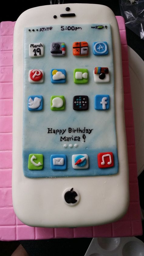 Iphone Cake  on Cake Central Iphone Cake, Cake Marble, Using Fondant, Burger Cake, 14th Birthday Cakes, Teen Cakes, Gateaux Cake, Cookies For Kids, Baking Project