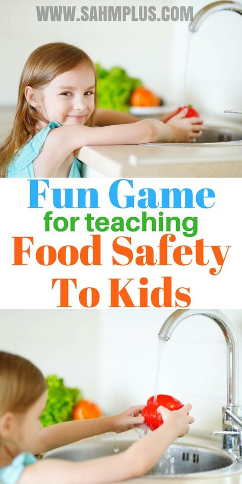 Teaching food safety and handwashing to kids can be fun. A neat game for parents to play with children to help prevent illness | www.sahmplus.com #game #kids #foodsafety #handwashing #parenting #family #fun #momlife #mommylife #moms Food Games For Kids, Safety Games, Kids Vegetables, Nutrition Activities, Have Fun Teaching, Picky Eating, Game Food, Kids Nutrition, Kids Health