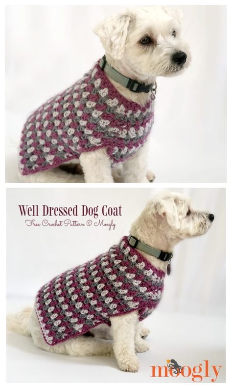 Dog Sweater Free Crochet Patterns - DIY Magazine Free Crochet Dog Sweater Pattern Easy, Crochet Dog Coat Free Pattern, Crochet Dog Sweater Free Pattern Large, Crocheted Dog Sweaters Free Pattern Easy, Crochet Dog Accessories, Crochet Dog Sweater Free Pattern, Crochet Pets, Diy Dog Sweater, Large Dog Sweaters