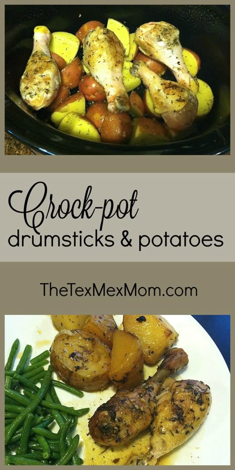 Drumsticks And Potatoes, Crockpot Chicken Leg Recipes, Crock Pot Drumsticks, Crock Pot Potatoes, Chicken Leg Recipes, Drumstick Recipes, Chicken Thigh Recipes Crockpot, Chicken Drumsticks, Crock Pot Cooking