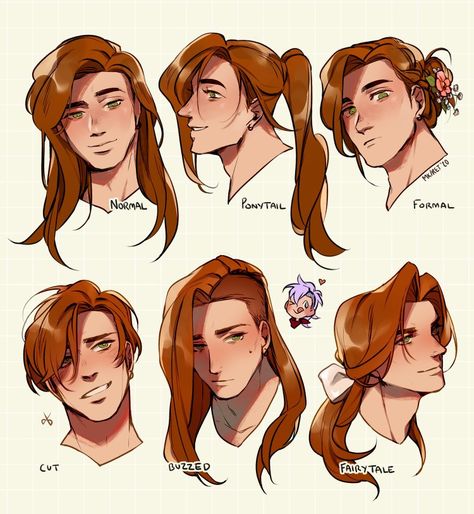 Stardew Valley art > Elliott with alternate hair styles | retquits Stardew Valley Fanart, Valley Girls, Hair Reference, Stardew Valley, Facial Expressions, How To Draw Hair, Drawing Reference Poses, Art Reference Poses, Character Design Inspiration