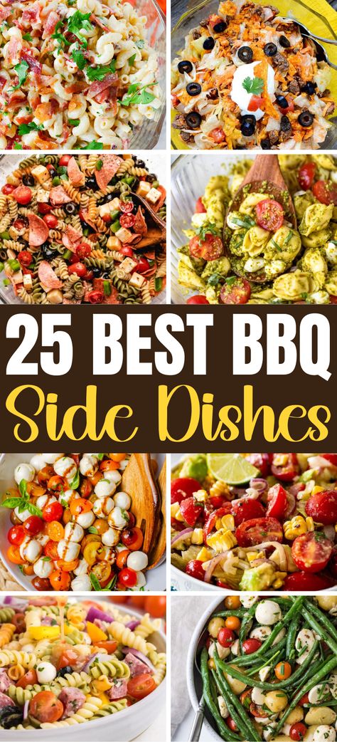 BBQ Side Salads – Looking for refreshing and delicious summer salads for a backyard party? Here are 25 insanely delicious BBQ side salads recipes that your guests will obsess over. Summer salads for bbq cookouts, summer salad recipes for a crowd, camping side dishes make ahead cold, easy barbecue side dishes cold, cold dishes for potluck easy recipes, bbq side salad recipes, bbq side dishes, cold side dishes, easy bbq side dishes for a crowd. Summer Starch Side Dish, Salads To Bring To A Bbq, Easy Salad Side Dishes, Summer Side Recipes, Bbq Healthy Side Dishes, Cookout Potluck Ideas, Bbq Sausage Side Dishes, Camping Sides Dishes Make Ahead, Cook Outside Side Dishes Easy